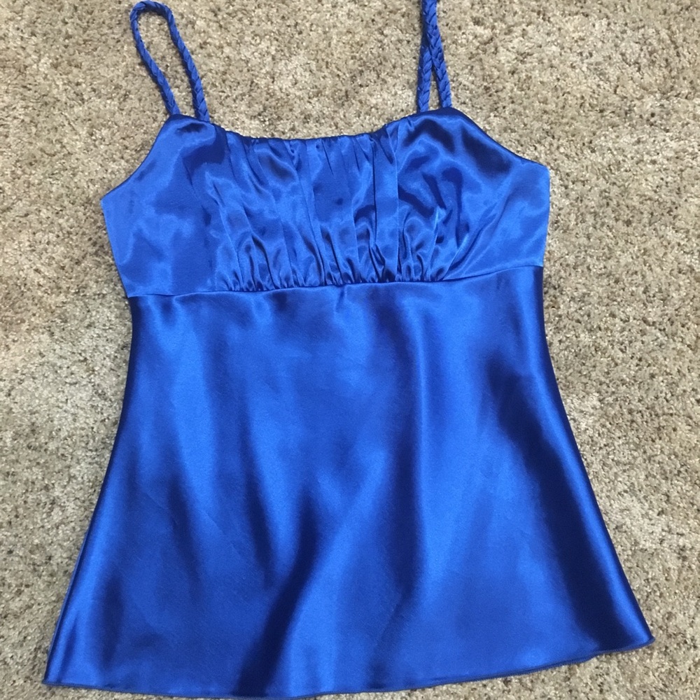 Shiny Blue Cami Top with braided spaghetti straps